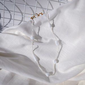 EVELYN White Beaded Necklace